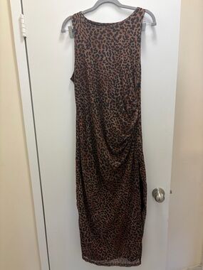 SHEIN EZwear Plus Leopard Print Split Thigh Dress For Summer Size 1X